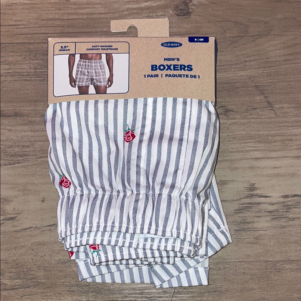 Old Navy Men's Striped Boxers with Rose Embroidery